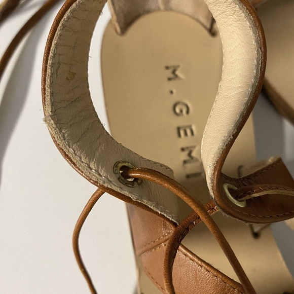 M Gemi Filo Gladiator Sandal Brown Leather Wrap Around Tassel Lace Up Op… - Picture 3 of 6